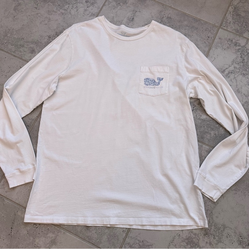 Vineyard vines sweatshirt Large White blue logo long sleeves crew neck